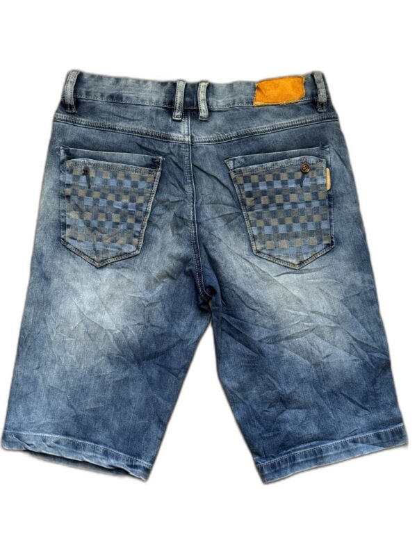 Men's Checkered Pockets Denim Shorts