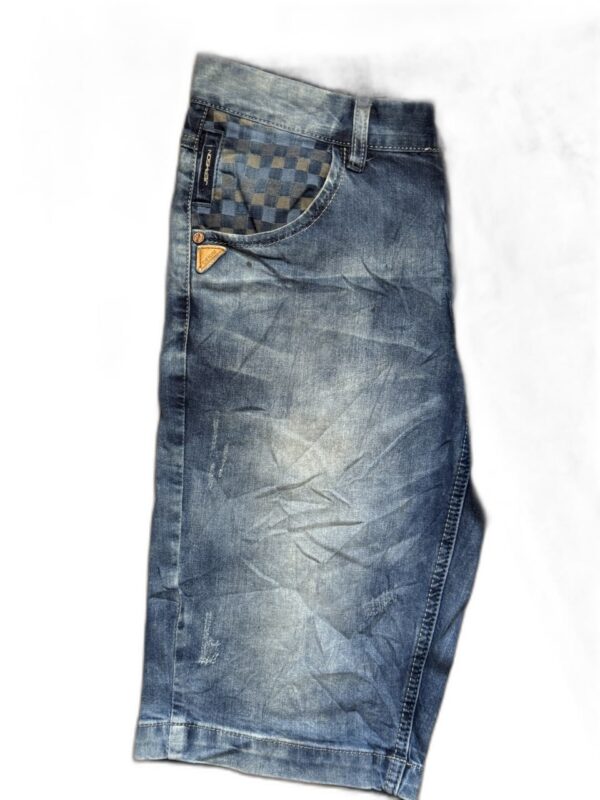 Men's Checkered Pockets Denim Shorts