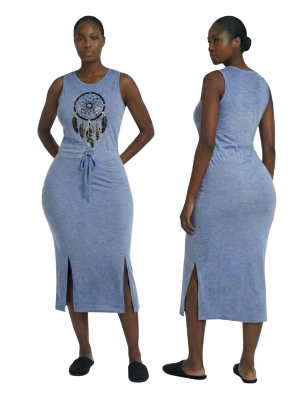 Women Sleeveless Blue Maxi Dress