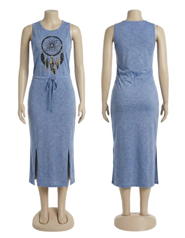 Women Sleeveless Blue Maxi Dress