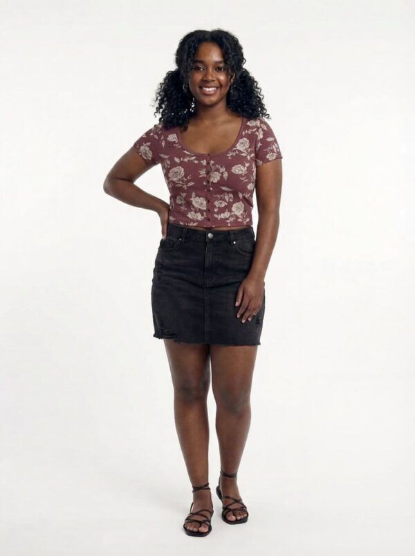 Burgundy woman floral Croptop