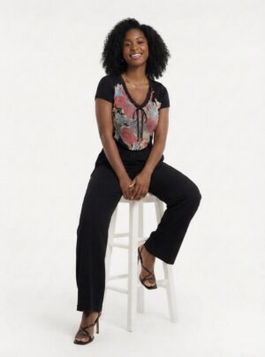 Womens Cropped Embroidered Design Top