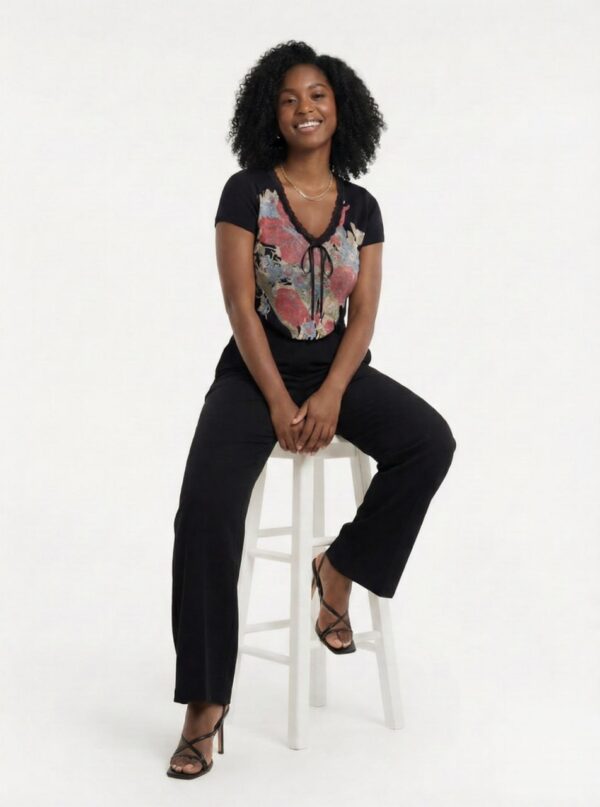 Womens Cropped Embroidered Design Top