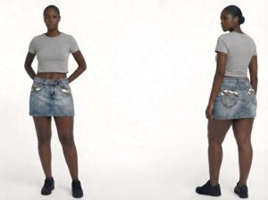 Women Denim Jeans X Camo Pocket Mini skirt