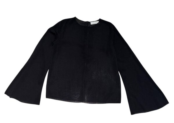 Women’s Black See Through Long Flare Sleeve Top