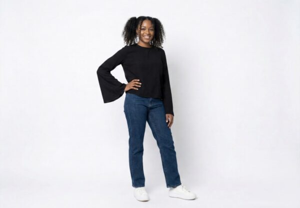 Women’s Black See Through Long Flare Sleeve Top