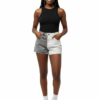 Two Tone Dark Wash & White Women Denim Shorts