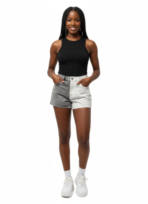 img_6843 Two Tone Dark Wash & White Women Denim Shorts