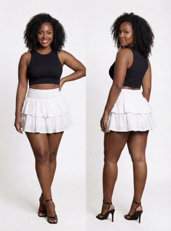 Women’s White Ruffle Skirt