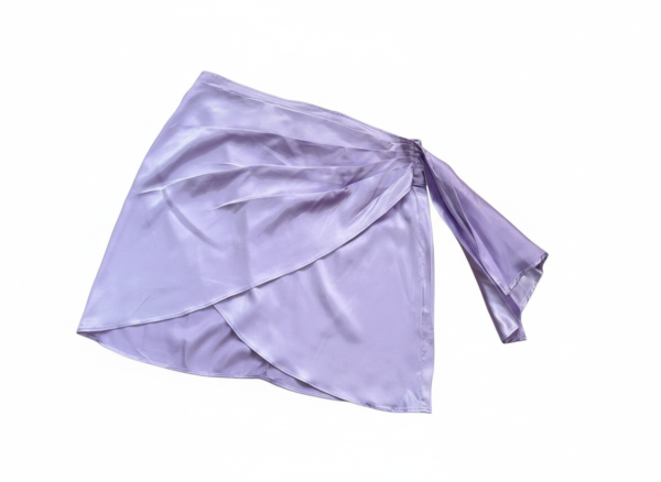 Women Mini Purple Satin  Skirt