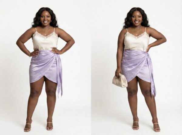 Women Mini Purple Satin  Skirt